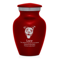 Keepsake Pitbull Pet Cremation Urn - Ruby Red