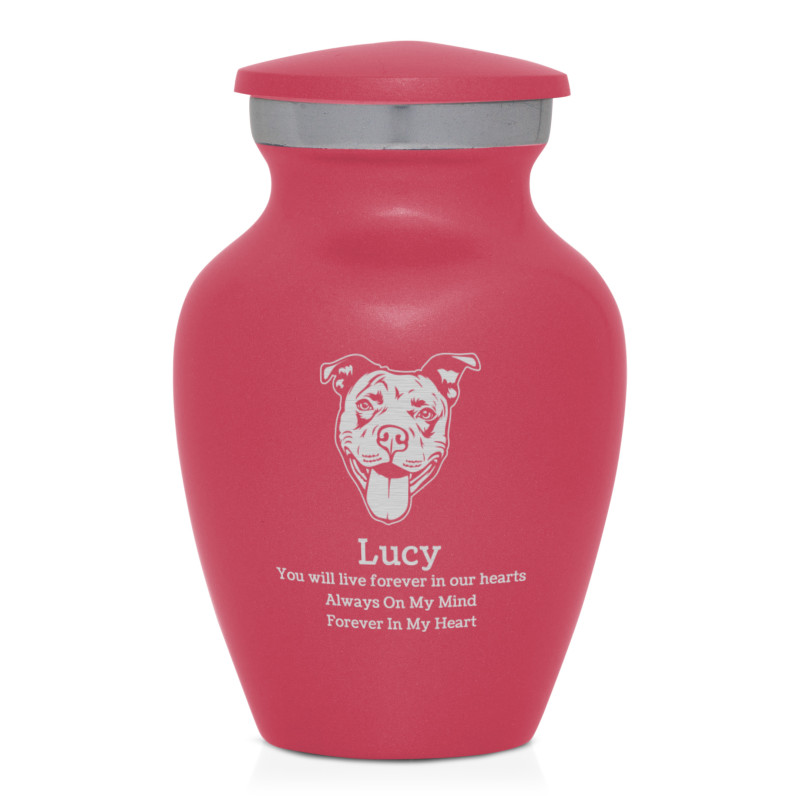 Keepsake Pitbull Pet Cremation Urn - Rose Pink