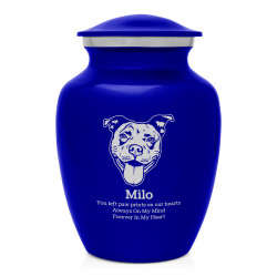 Small Pitbull Pet Cremation Urn - Midnight Blue