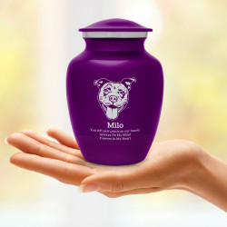 Small Pitbull Pet Cremation Urn - Purple Luster