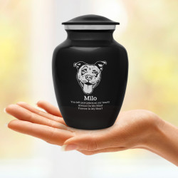 Small Pitbull Pet Cremation Urn - Jet Black