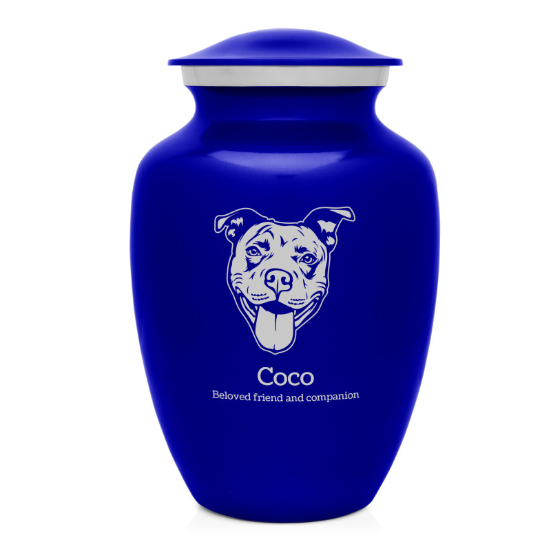 Large Pitbull Pet Cremation Urn - Midnight Blue