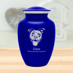 Large Pitbull Pet Cremation Urn - Midnight Blue