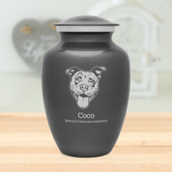 Large Pitbull Pet Cremation Urn - Gunmetal Gray