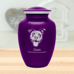 Large Pitbull Pet Cremation Urn - Purple Luster