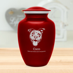 Large Pitbull Pet Cremation Urn - Ruby Red