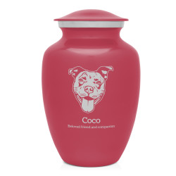 Large Pitbull Pet Cremation Urn - Rose Pink
