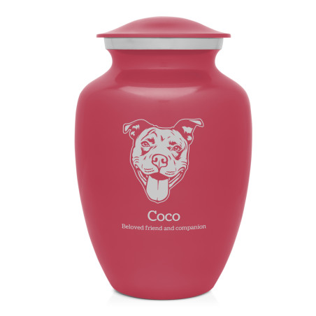 Large Pitbull Pet Cremation Urn - Rose Pink
