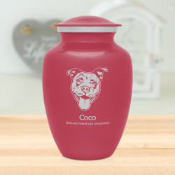 Large Pitbull Pet Cremation Urn - Rose Pink