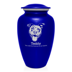 Extra Large Pitbull Pet Cremation Urn - Midnight Blue