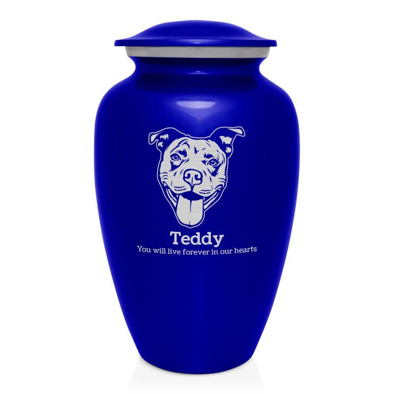 Extra Large Pitbull Pet Cremation Urn - Midnight Blue