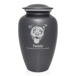 Extra Large Pitbull Pet Cremation Urn - Gunmetal Gray