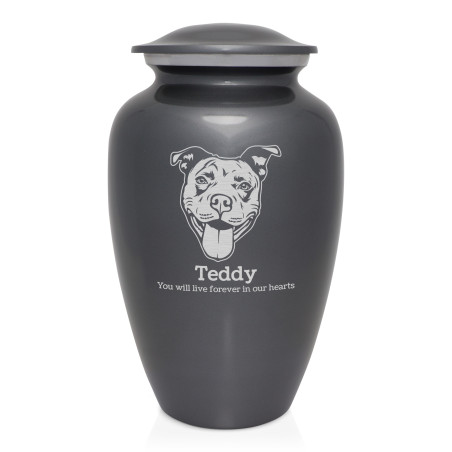 Extra Large Pitbull Pet Cremation Urn - Gunmetal Gray