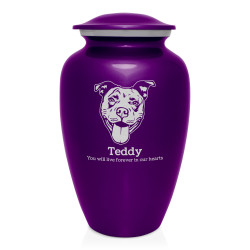 Extra Large Pitbull Pet Cremation Urn - Purple Luster