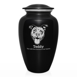 Extra Large Pitbull Pet Cremation Urn - Jet Black