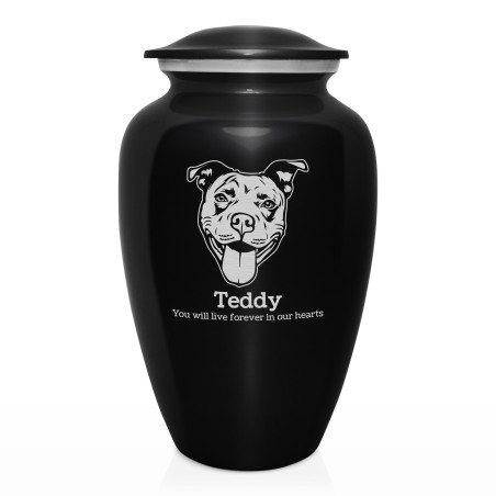 Extra Large Pitbull Pet Cremation Urn - Jet Black