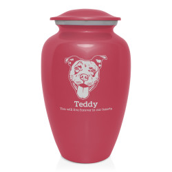 Extra Large Pitbull Pet Cremation Urn - Rose Pink
