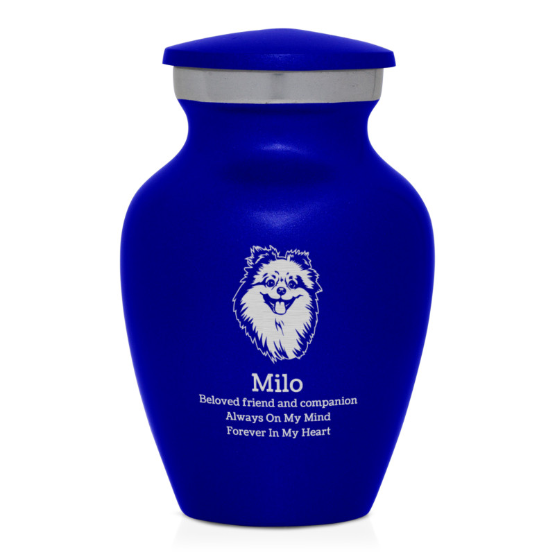 Keepsake Pomeranian Pet Cremation Urn - Midnight Blue