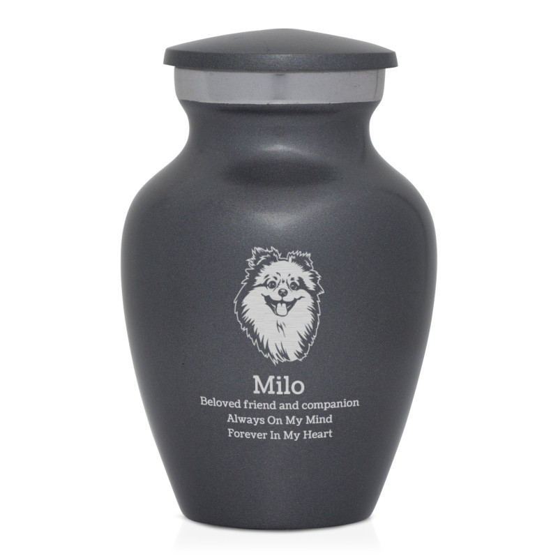 Keepsake Pomeranian Pet Cremation Urn - Gunmetal Gray