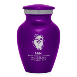 Keepsake Pomeranian Pet Cremation Urn - Purple Luster