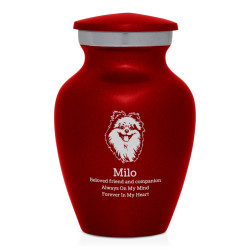 Keepsake Pomeranian Pet Cremation Urn - Ruby Red