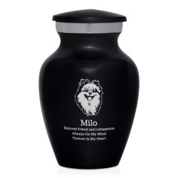 Keepsake Pomeranian Pet Cremation Urn - Jet Black