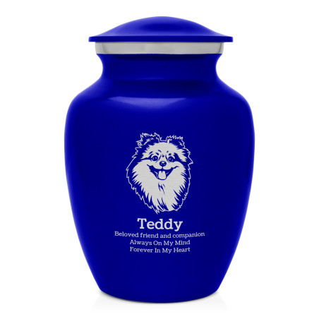 Small Pomeranian Pet Cremation Urn - Midnight Blue