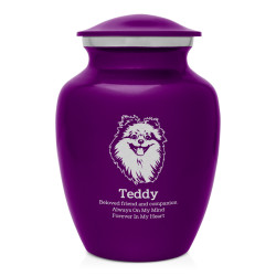 Small Pomeranian Pet Cremation Urn - Purple Luster