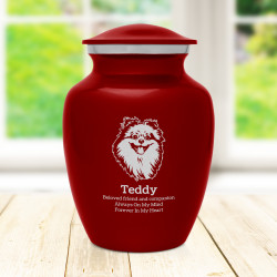 Small Pomeranian Pet Cremation Urn - Ruby Red
