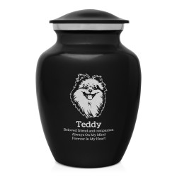 Small Pomeranian Pet Cremation Urn - Jet Black