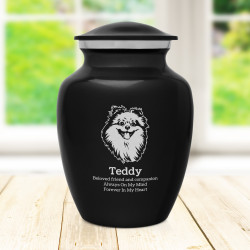 Small Pomeranian Pet Cremation Urn - Jet Black