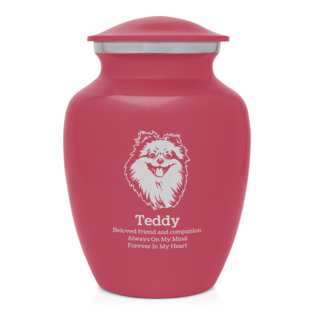 Small Pomeranian Pet Cremation Urn - Rose Pink