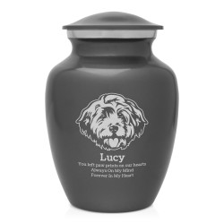 Small Cockapoo Pet Cremation Urn - Gunmetal Gray