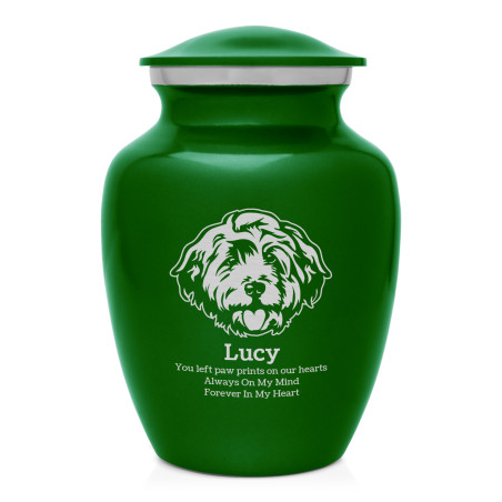 Small Cockapoo Pet Cremation Urn - Shamrock Green