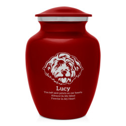 Small Cockapoo Pet Cremation Urn - Ruby Red
