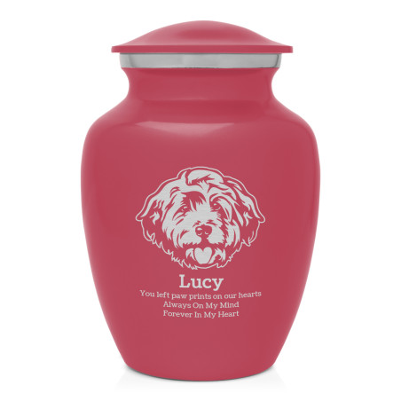 Small Cockapoo Pet Cremation Urn - Rose Pink