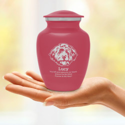 Small Cockapoo Pet Cremation Urn - Rose Pink