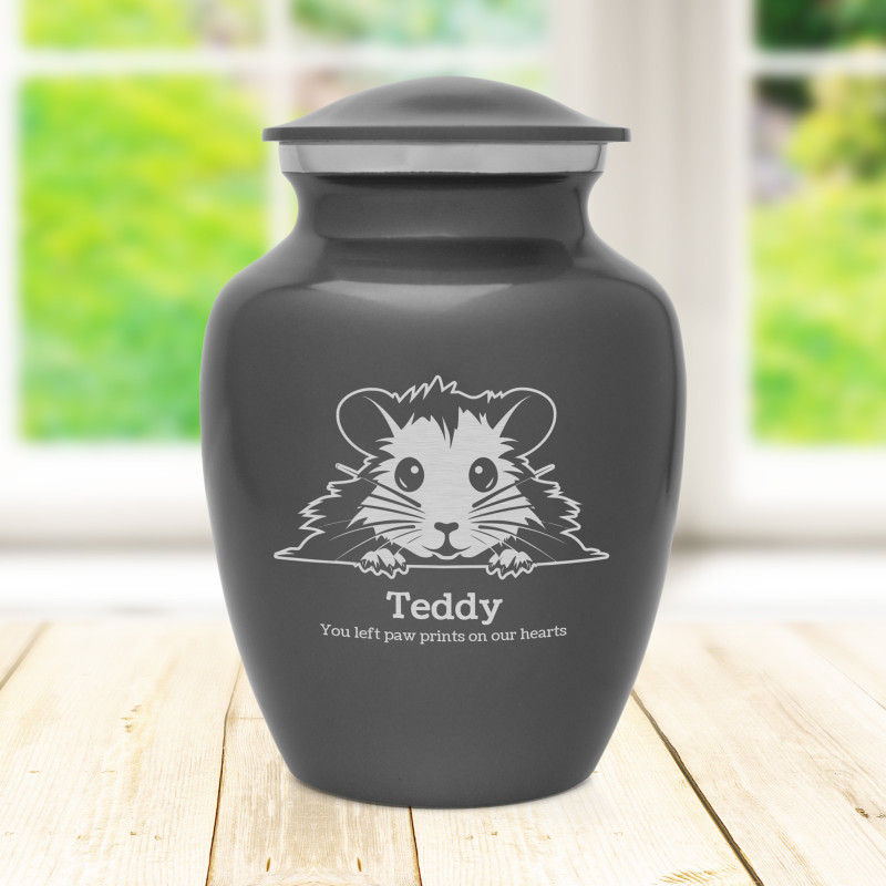 Small Hamster Pet Cremation Urn - Gunmetal Gray