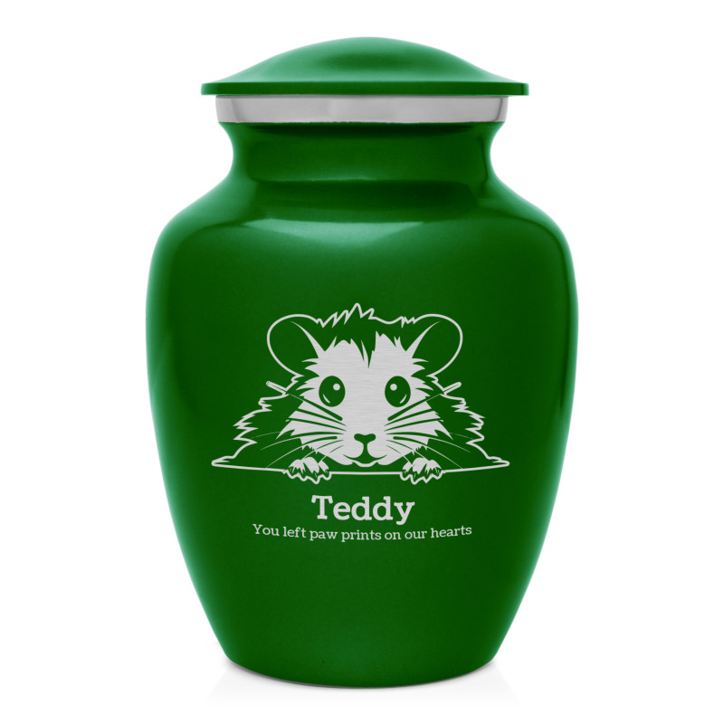 Small Hamster Pet Cremation Urn - Shamrock Green