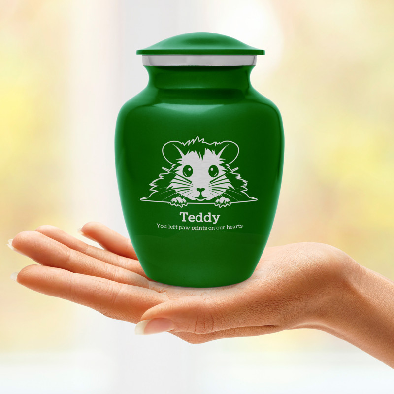 Small Hamster Pet Cremation Urn - Shamrock Green