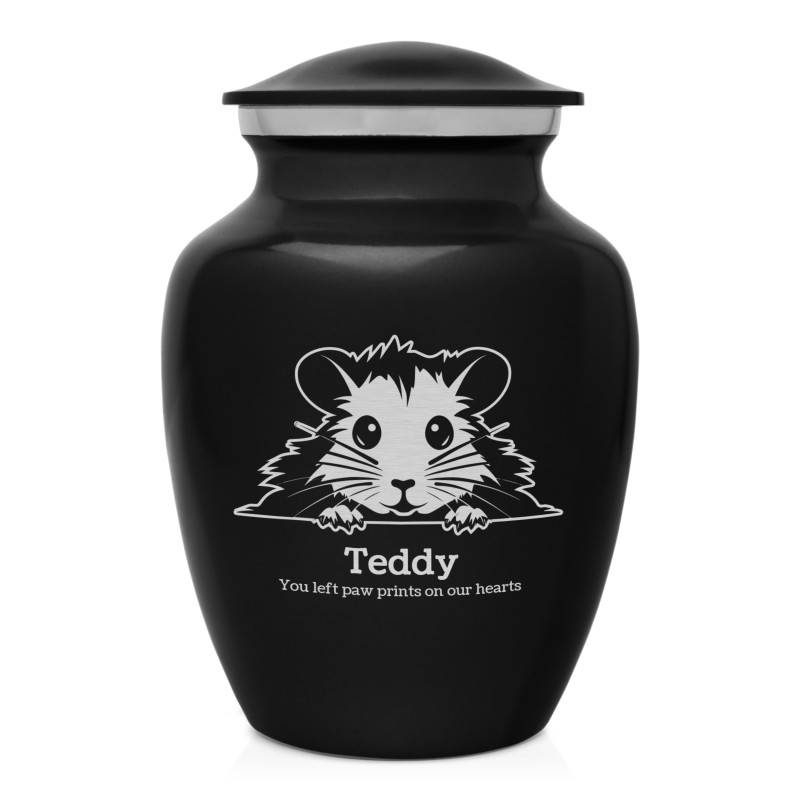 Small Hamster Pet Cremation Urn - Jet Black
