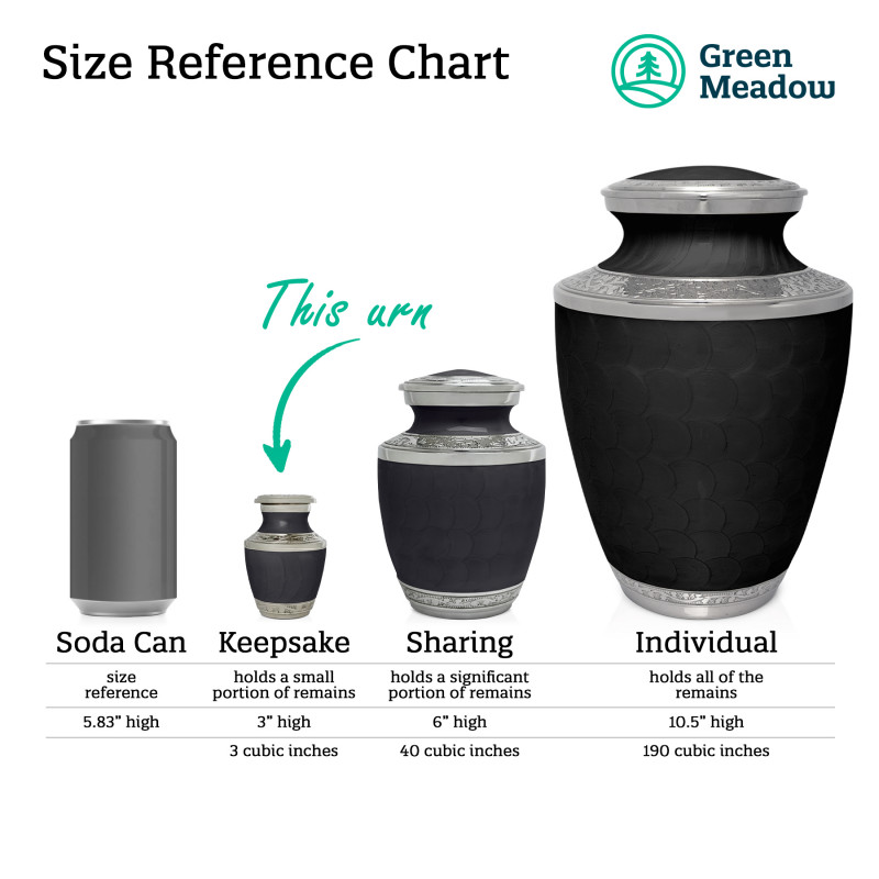 Ebony Black Enamel Keepsake Urn