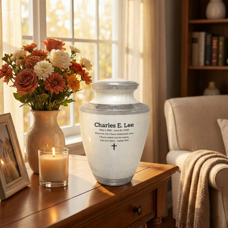 Radiant White Cremation Urn