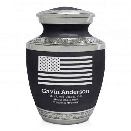 USA Flag Sharing Urn - Ebony Black