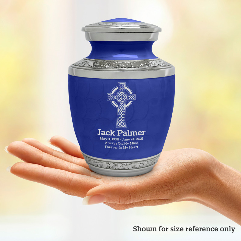 Celtic Cross Sharing Urn - Royal Blue