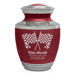 Checkered Flags Sharing Urn - Rose Red
