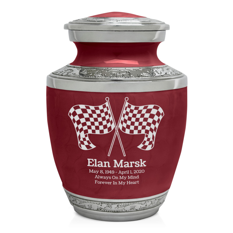 Checkered Flags Sharing Urn - Rose Red