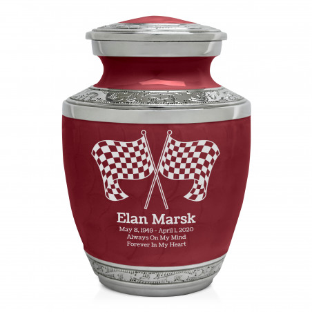 Checkered Flags Sharing Urn - Rose Red