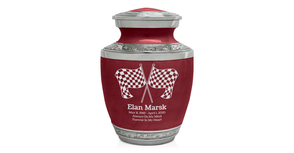 Checkered Flags Sharing Urn - Rose Red