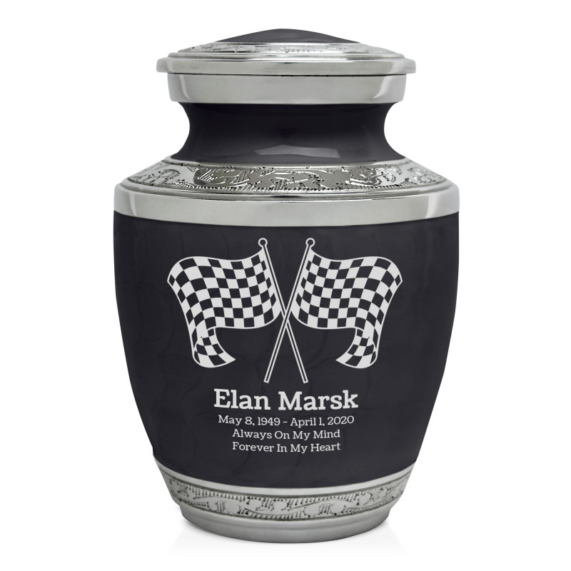 Checkered Flags Sharing Urn - Ebony Black